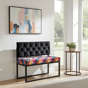 Modern Loft Metal-Framed Bench with Tufted Backrest