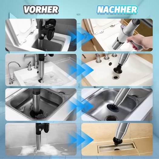 Brand New High Pressure Drain Cleaner Pump Toilet Plunger with Air Pressure Gauge