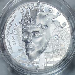 France 20 Euro 1oz Silver (.999) Proof (High Relief) Coin 2022 - William Shakespeare - Litterature