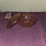 Vintage pink glass bowl with lid Image 2