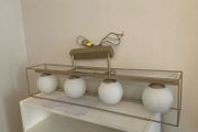 4 Light Opal Globe Bar Pendant Satin Gold