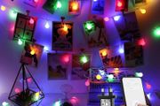 10m Smart Festoon Lights, Bluetooth and APP Control LED Globe String Lights, Plug in RGB &amp; Warm White Multi Colored Fairy Lights, Voice/Music Sync Function for Party, Garden, Patio and More