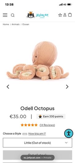 New JELLYCAT Little Maya Octopus