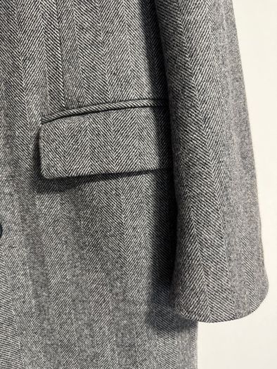 Men's Gray Double-Breasted Herringbone Coat