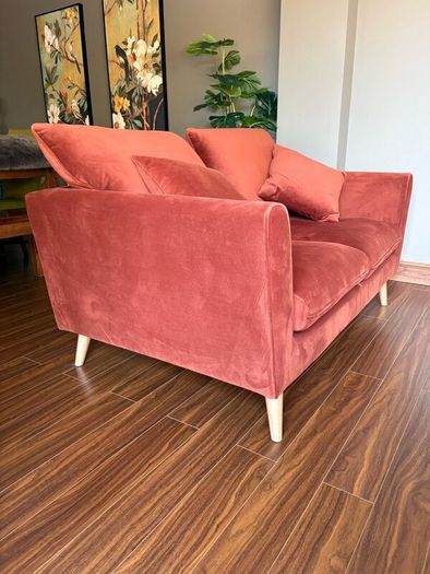 2 x IVY Rust Velvet 2 Seater Sofa