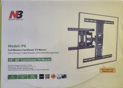 TV Mount Bracket Tilt Swivel Full Motion Feature Wall 40-80"
