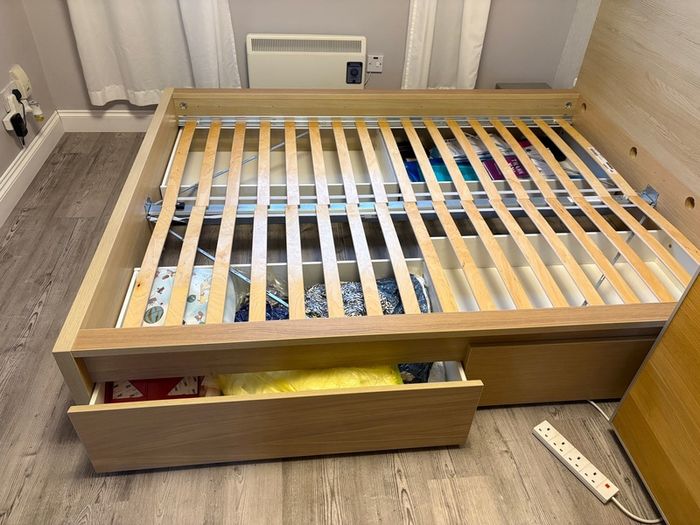 Bed Frame King Size With 4 Storage Drawers