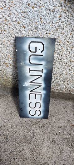 Guinness stencil laser cut steel metal stencil,,make ur own signs ,buyer collects or pays postage thank you, sold as is,heavy duty metal