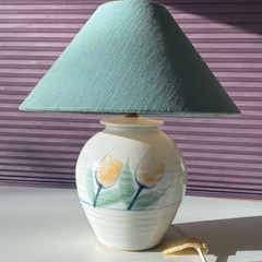 Hand thrown Irish pottery lamp with tulip design