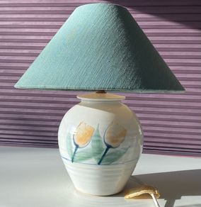 Hand thrown Irish pottery lamp with tulip design