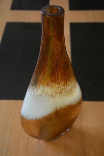 Brown & White Glass Vase