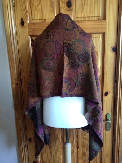Orange Rust Tones Large Wool Blend Krish Shawl Scarf 70" x22" including postage