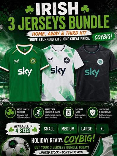 Irish soccer jersey 3 jersey bundle