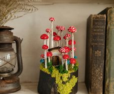 Handcrafted tiny wooden mushrooms