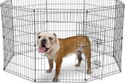 8 Panel Playpen Suitable for Dogs/Puppies/Cats &amp; Rabbits foldable ideal for Indoor/Outdoor use puppy play pen (76cm, Black)