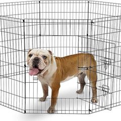 8 Panel Playpen Suitable for Dogs/Puppies/Cats & Rabbits foldable ideal for Indoor/Outdoor use puppy play pen (76cm, Black)