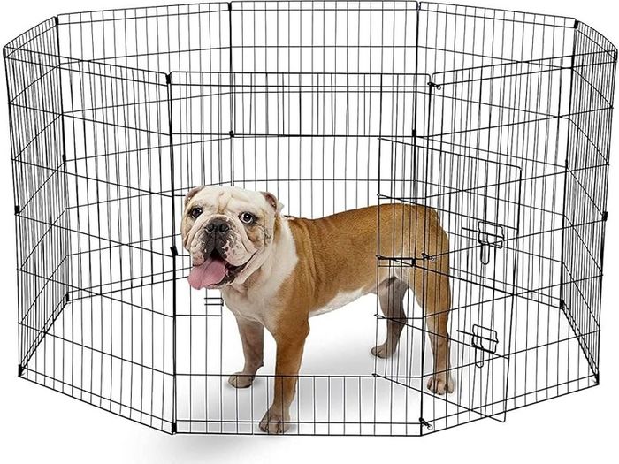 NEW SALE | 8 Panel Playpen Suitable for Dogs/Puppies/Cats & Rabbits foldable ideal for Indoor/Outdoor use puppy play pen (91cm, Black)