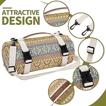 Picnic Blankets Outdoor Extra Large Waterproof Picnic Blanket with Shoulder Carry Strap | Machine Washable Picnic Mat with Sandproof Backing for Park , Grass, Camping, Hiking, Concerts (Yellow)