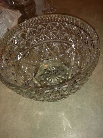 Antique vintage large bowl old cut glass.