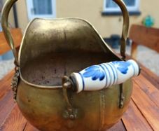 Large Brass Vintage Coal Scuttle