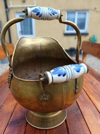 Large Brass Vintage Coal Scuttle