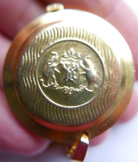 Vintage gold-plated Simca Antimagnetic Pendant Mechanical Watch W/necklace.(works well)