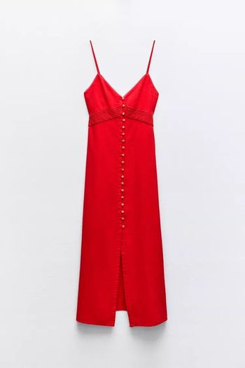 Zara Linen blend strappy midi Dress