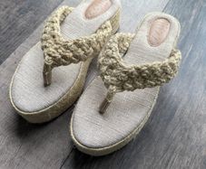 Hitzz natural jute platform flip flop sandals-handmade in Brazil. Size 39/6