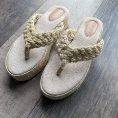 Hitzz natural jute platform flip flop sandals-handmade in Brazil. Size 39/6