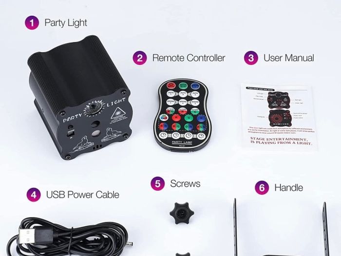 DJ Disco Lights Party Lights, RGB Led Sound Activated Strobe Lights with Remote Control, USB Powered Strobe Stage Lighting Disco Light Projector for Parties Home Christmas Birthday Karaoke KTV Bar (FREE POSTAGE)