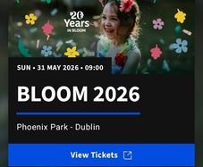 Bloom in the park 31st May - 2 adults & 2 kids tickets