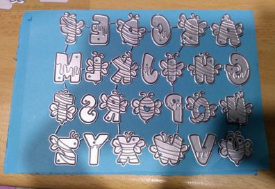 Die cutting Honey & Bees alphabet