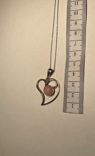 sterling silver 925  love heart pendant with pink stone
