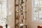 6 Tier Slim Bookcase 71 Inch Tall Arched Bookcase with Shelves for Small Space Narrow Display Shelf Wood Open Storage Shelf