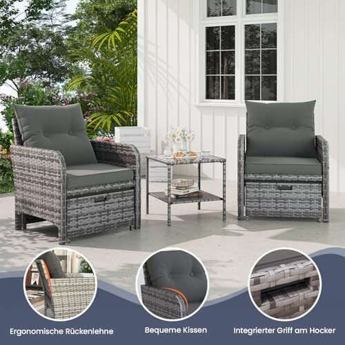 5-Piece Rattan Garden Furniture Set Weatherproof