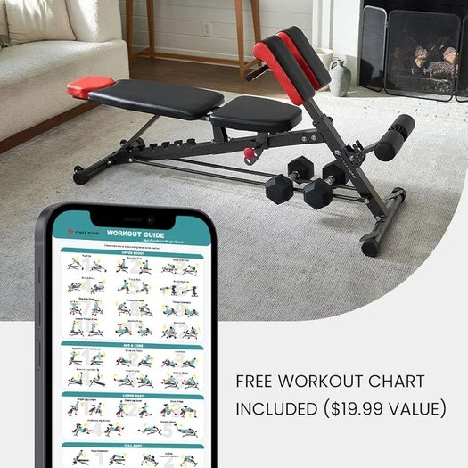 Multi-Functional FID Weight Bench for Full All-in-One Body Workout  Hyper Back Extension, Roman Chair, Adjustable Ab Sit up Bench, Incline Decline Bench, Flat Bench