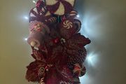 Christmas candy cane swag handmade with unique pieces beautiful display for wall table or door 75 cm in length