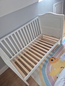 Cot Bed with Mattress (Grey or White)