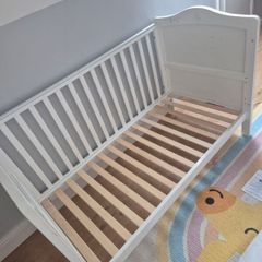 Cot Bed with Mattress (Grey or White)