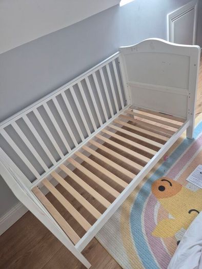 Cot Bed with Mattress (Grey or White)