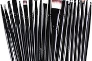 Make up Brush Set 20 PCs Professional Face Eyeliner for Foundation Blush Concealer Eyeshadow with Travel Black