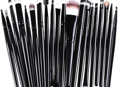 Make up Brush Set 20 PCs Professional Face Eyeliner for Foundation Blush Concealer Eyeshadow with Travel Black