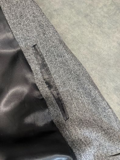 Men's Gray Double-Breasted Herringbone Coat