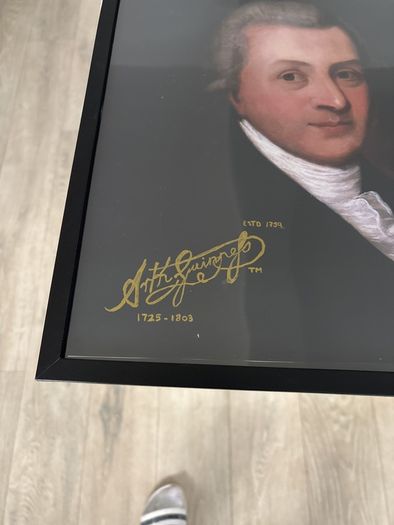 Arthur Guinness printed portrait framed