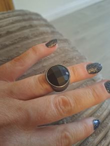 Black diamonte ring
