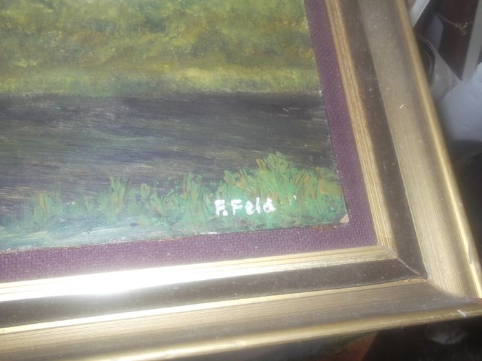 a large oil painting on board castle ruins by dublin artist frank feld