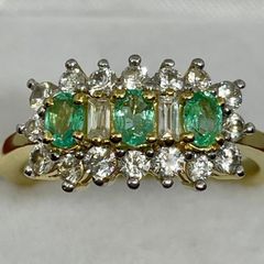 Emerald White Zircon Boat Ring in 18K Vermeil Yellow Gold Plated Sterling Silver