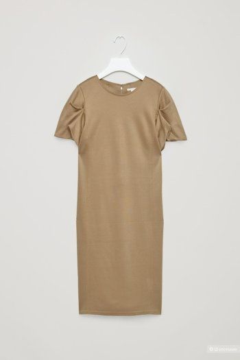 COS Asymmetric Sleeves Midi Mocha Dress