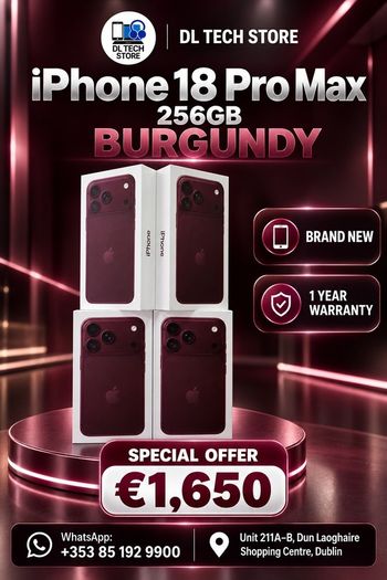 IPhone 18 Pro Max 256gb unlocked irish stock Burgundy