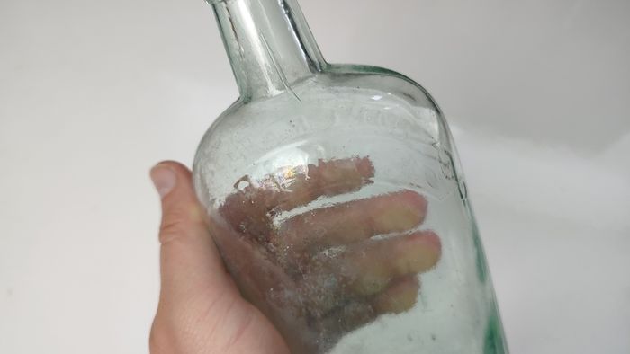 395 - Antique Imperial Pint Sea Glass Decorative Collectible Alcohol Bottle